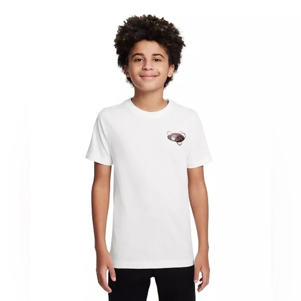 Nike Big Kids Sportswear Standard-Fit Printed T-Shirt/Tee | Color:‎ White | NEW
